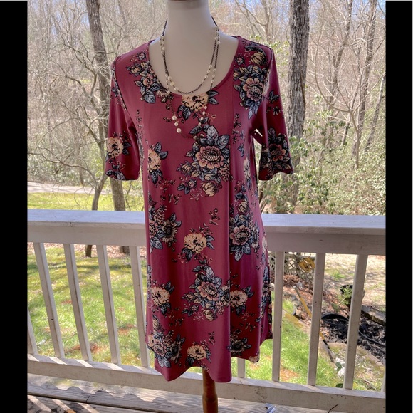 Pink Rose Vintage Floral Dress M Jr. FREE SHIP - Picture 1 of 5